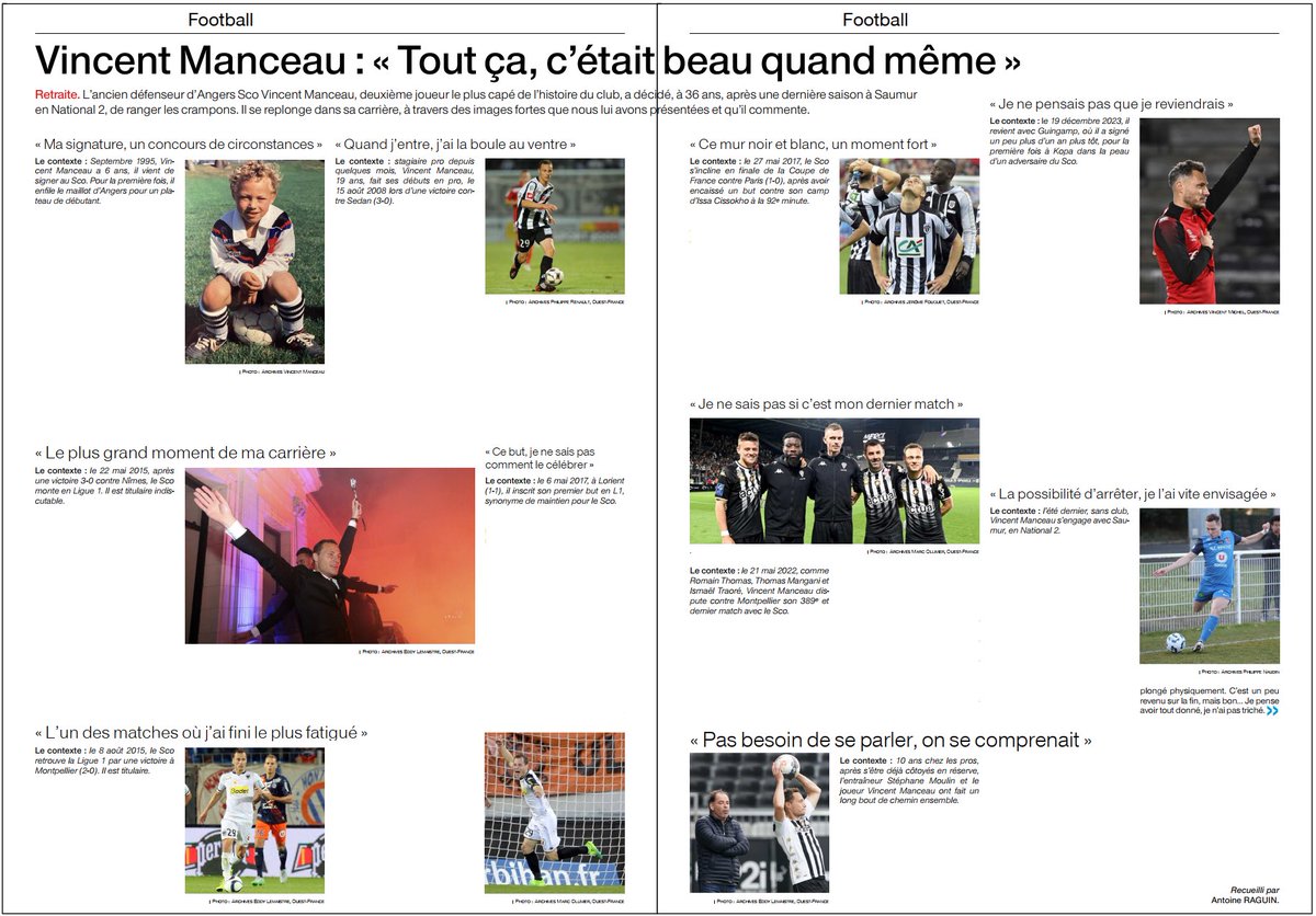 Antoine Raguin (@antoineraguin) on Twitter photo Dans le journal et le site <a href="/OuestFrance/">Ouest-France</a> aujourd’hui, retour en longueur et en photos sur la longue carrière de <a href="/VinceManceau/">Manceau Vincent</a> : l’ancien défenseur d’<a href="/AngersSCO/">Angers SCO</a> retrace ses 30 ans de voyage en ballon ⤵️
ouest-france.fr/sport/football… Dans le journal et le site <a href="/OuestFrance/">Ouest-France</a> aujourd’hui, retour en longueur et en photos sur la longue carrière de <a href="/VinceManceau/">Manceau Vincent</a> : l’ancien défenseur d’<a href="/AngersSCO/">Angers SCO</a> retrace ses 30 ans de voyage en ballon ⤵️
ouest-france.fr/sport/football…