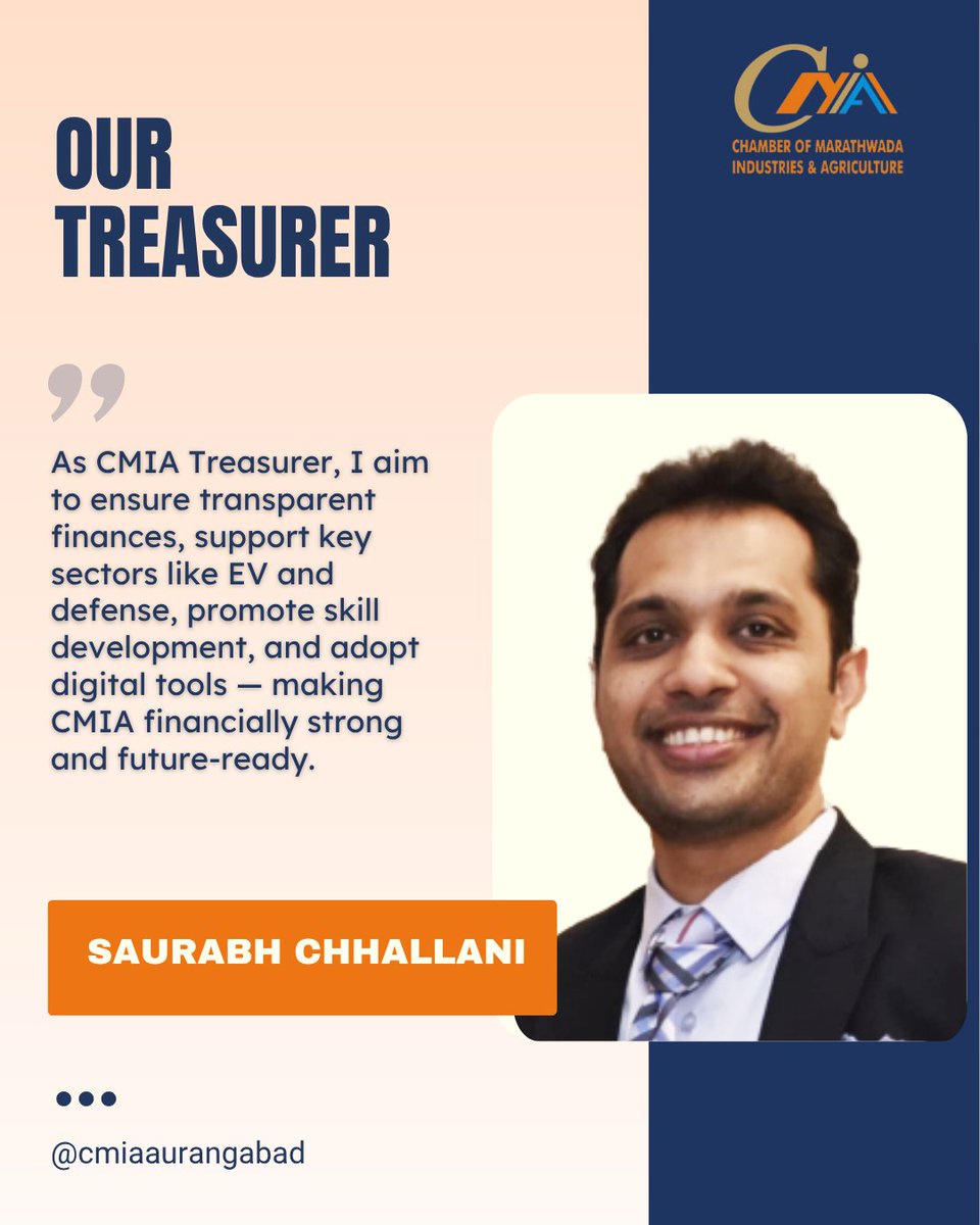 Finance meets foresight.
As Treasurer, Saurabh Chhallani brings a commitment to transparency, innovation, and growth-focused sectors.
CMIA’s future is in steady, strategic hands.
