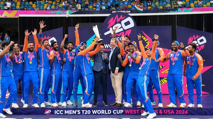 ecell_iitb's tweet photo. One year ago, history was made 🇮🇳🏆Team India lifted the 2024 T20 World Cup!

A moment that brought joy to a billion hearts and marked a new chapter in Indian cricket history.
Here’s to many more! 💙🔥
#TeamIndia #T20WorldCup #Champions #1YearOfGlory #Cricket #ecell #iitb https://t.co/O6ijgC07Tj