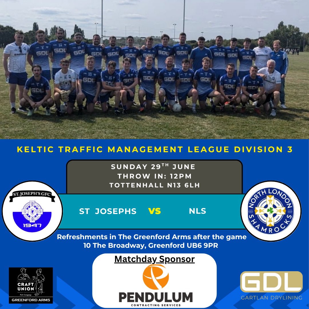 🚨 Fixture 🚨

Our league campaign continues today vs North London Shamrocks at 12pm in Tottenham N13 6LH.

Thanks to our match day sponsor for today’s game Pendulum Contracting Services for their support. 

Come out &amp; support the lads 🔵⚪️