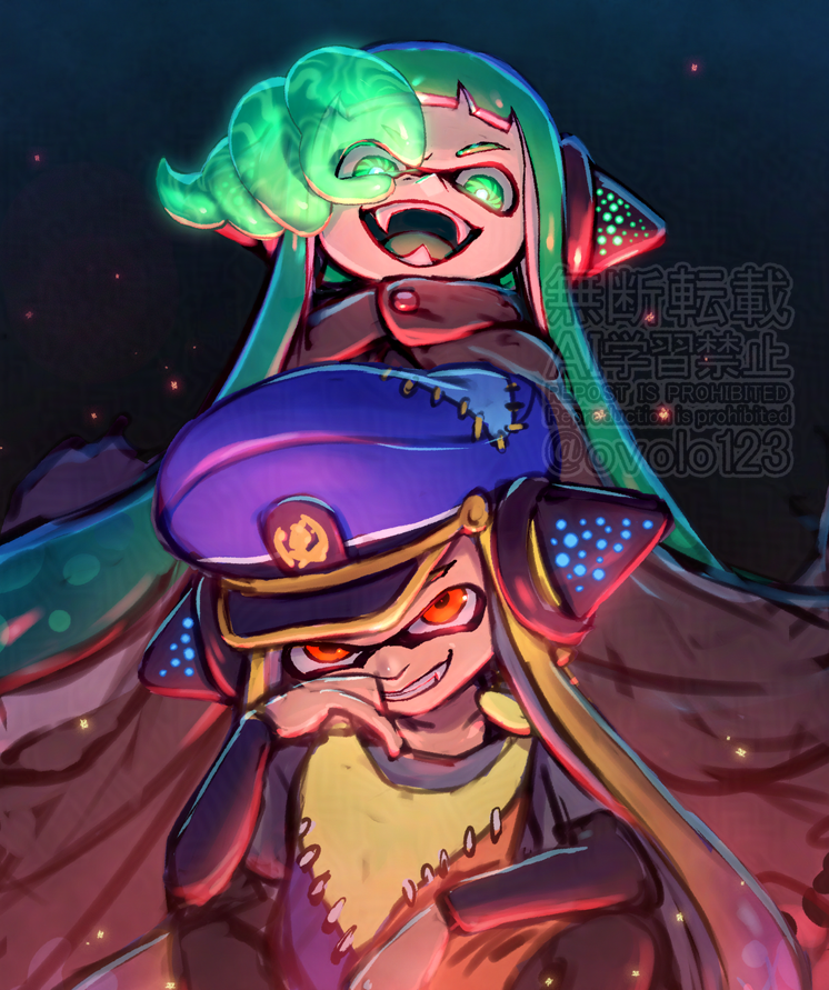 ovolo123's tweet photo. ゲス顔司令＆ネリ3号
#Splatoon #splatoonart https://t.co/ojHNXCeh6c