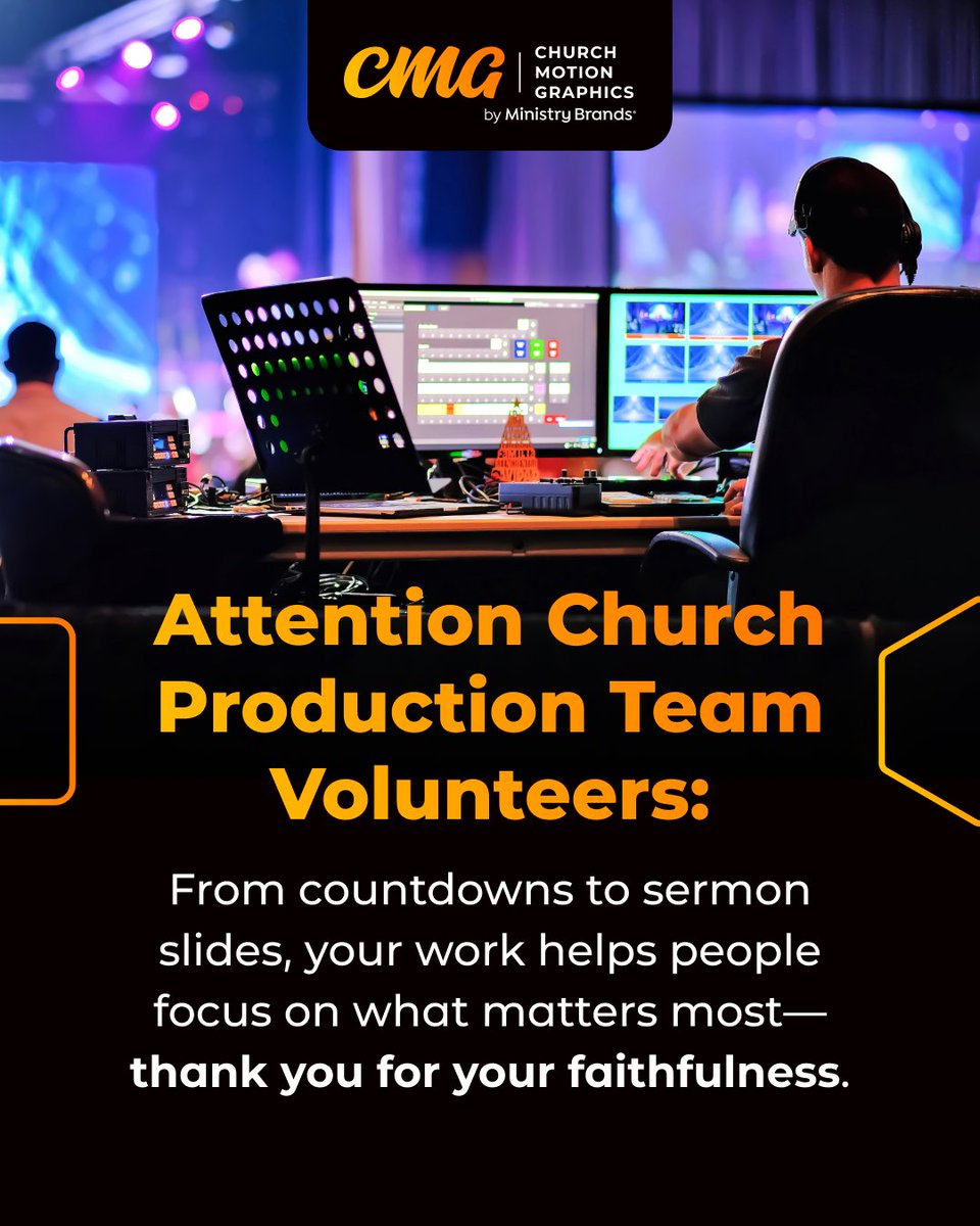 ChurchMotion's tweet image. Attention Church Production Team Volunteers 🎥

From countdowns to sermon slides, your behind-the-scenes work helps hearts focus on what matters most. Thank you for your faithfulness and dedication every week!

#ChurchVolunteers #ProductionTeam #ThankYou #ChurchMedia
