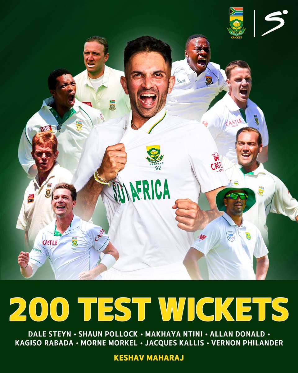 SuperSport 🏆 (@supersporttv) on Twitter photo 2️⃣0️⃣0️⃣ 𝐓𝐞𝐬𝐭 𝐰𝐢𝐜𝐤𝐞𝐭𝐬
Keshav Maharaj joins an elite club of <a href="/ProteasMenCSA/">Proteas Men</a> bowlers 💪🇿🇦
#ZIMvSA | #SSCricket 2️⃣0️⃣0️⃣ 𝐓𝐞𝐬𝐭 𝐰𝐢𝐜𝐤𝐞𝐭𝐬
Keshav Maharaj joins an elite club of <a href="/ProteasMenCSA/">Proteas Men</a> bowlers 💪🇿🇦
#ZIMvSA | #SSCricket