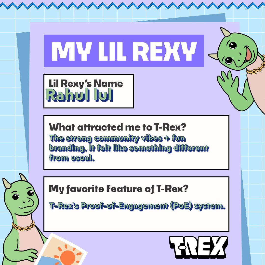 Here is my Lil Rexy
<a href="/TREX_chain/">T-REX 🦖</a>
#MyLilRexy