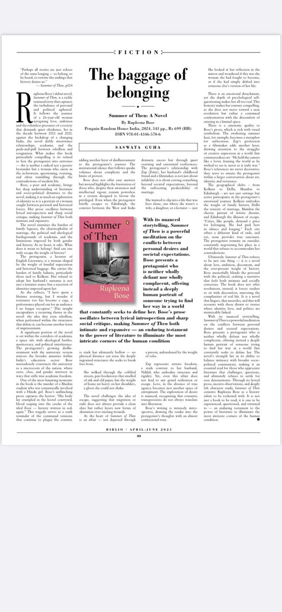 papercheesecake's tweet photo. So late in posting this (or anything for that matter) wonderful
And generous review in the Biblio @PenguinIndia #summerofthen https://t.co/Ha9Ahpgy15