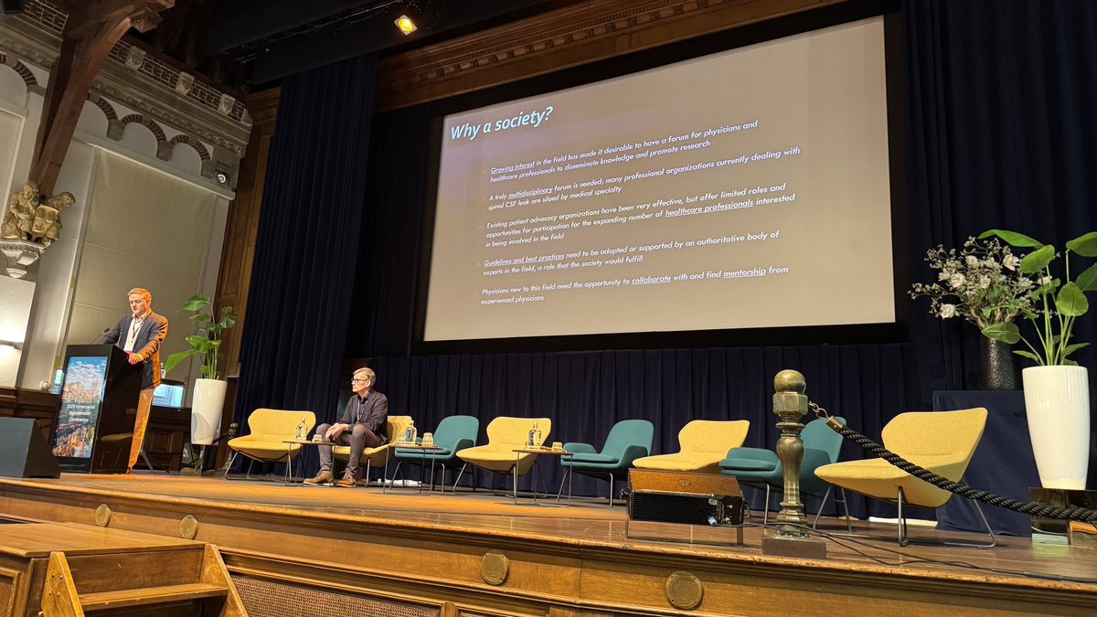 Exciting news of the development of a new society for spinal CSF leak practitioners: International Society for Spinal CSF leaks (ISSCL). <a href="/PeterGKranz/">Peter Kranz</a> unveils its inauguration here in Amsterdam. <a href="/issclsociety/">ISSCL</a>