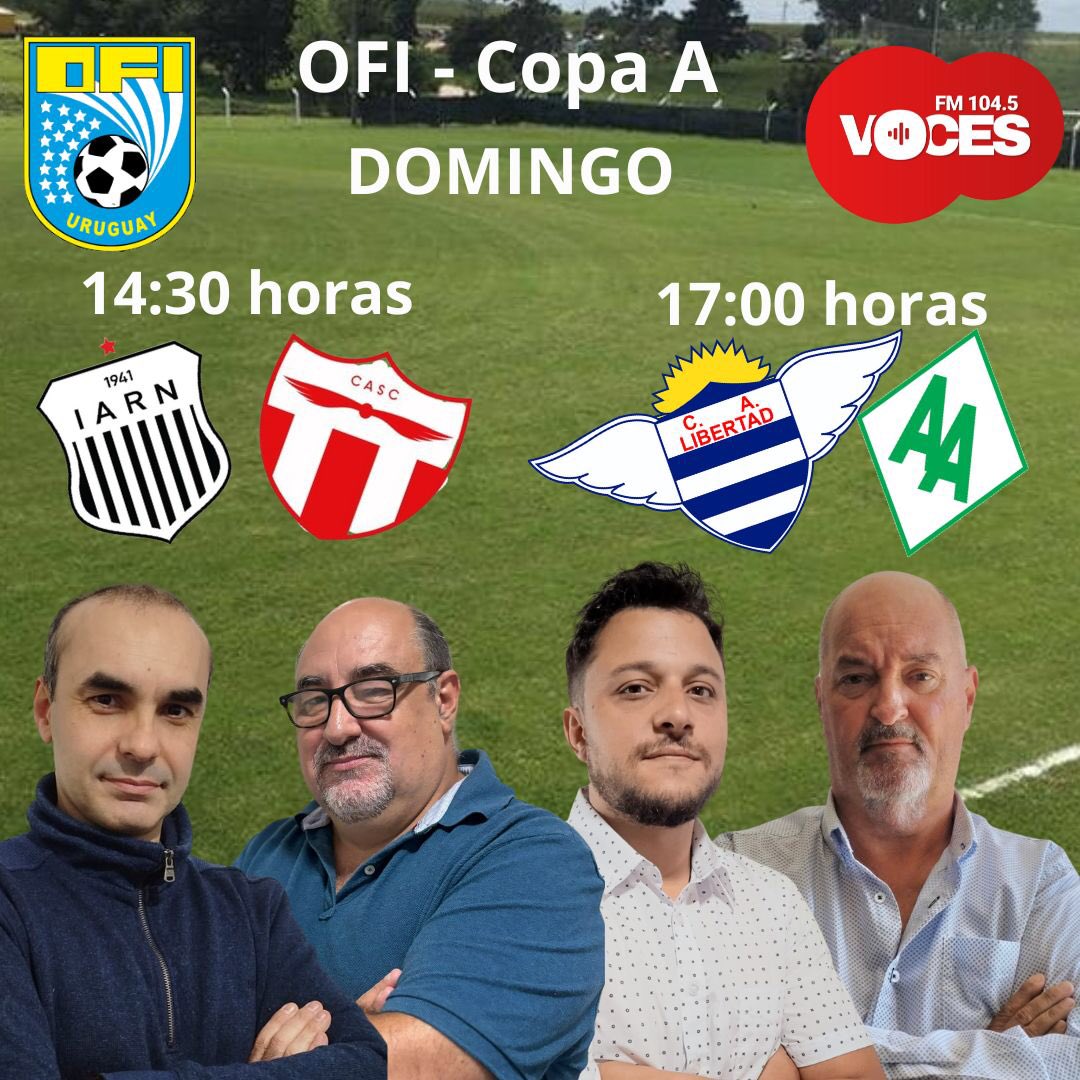 SI ES FUTBOL SE ESCUCHA EN VOCES.
Hoy con la doble jornada de los cuartos de final del Torneo Nacional de OFI. Desde San José y desde San Carlos.
Somos la radio del fútbol que juega en todas las canchas, Desde Maldonado hacia todo el país. La previa desde las 13:30