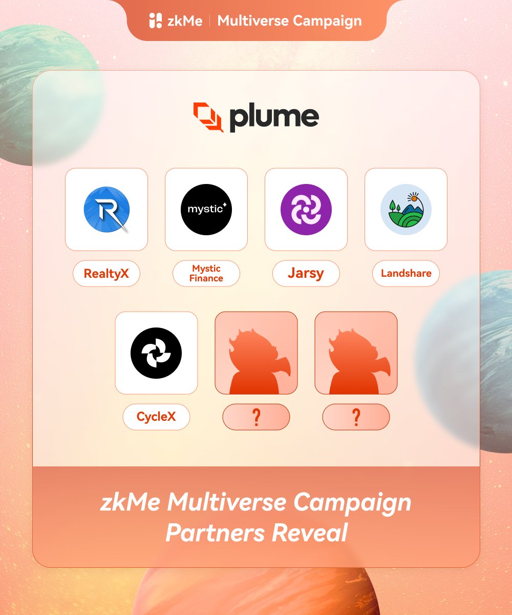 🎯 Quests go live next week—verify now to:
• stack zkMe XP for future incentives
• verify CycleX tasks &amp; the zkMe × Plume SBT
• boost your on-chain reputation

🚀 Snapshot #2 is coming fast—don’t miss it.
🔗 app.zk.me/campaigns

#zkMe #zkkyc #Plume

2/2🧵