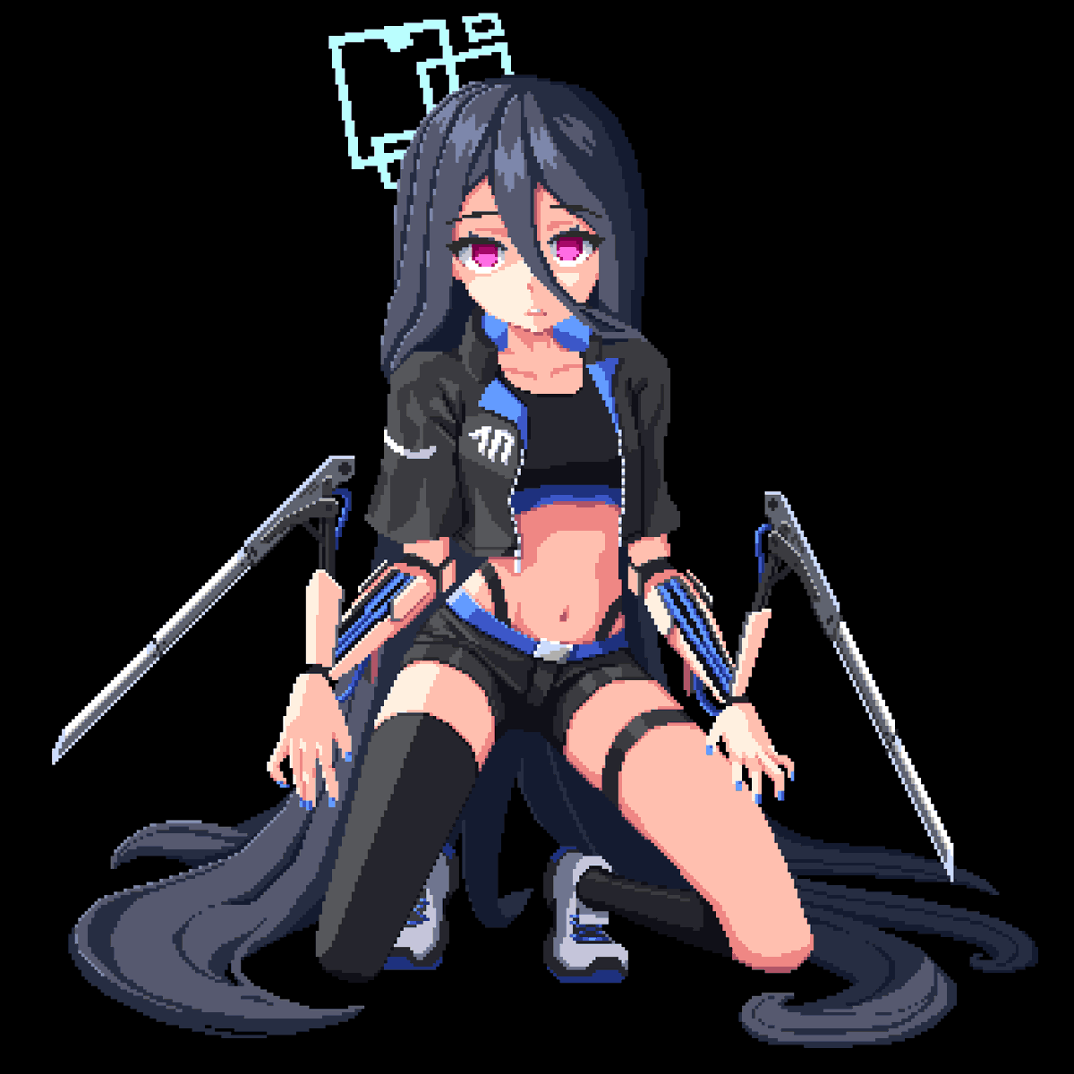 notEvil669's tweet photo. Arisu cyberpsycho 

#pixelart #BlueArchive #Cyberpunk https://t.co/5Jhko1NQH9