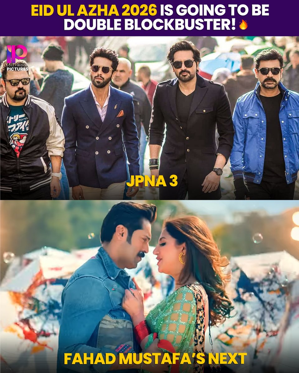 Two big-budget films, JPNA 3 and Fahad Mustafa’s next (likely with Mahira or Hania), are set to clash again on Eid ul Azha 2026. Both go on floors this year. 

#HumayunSaeed #FahadMustafa #Lollywood