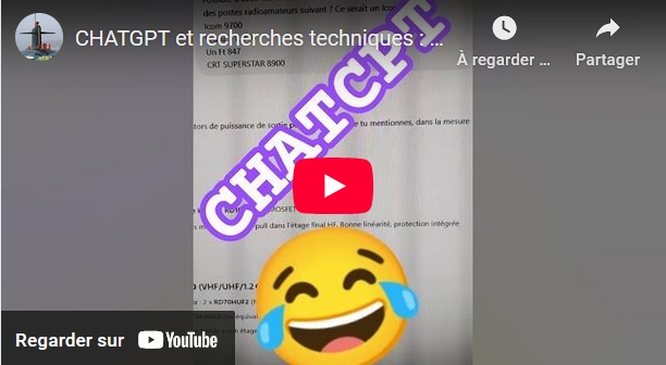 CHATGPT et recherches techniques : Fortement sujet à caution... Faites attention

radioamateur.forumsactifs.com/t2650-chatgpt-…

Les seules informations fiables : Les datasheets officiels des composants et les schémas officiels des équipements, si ils sont à jour... 😉