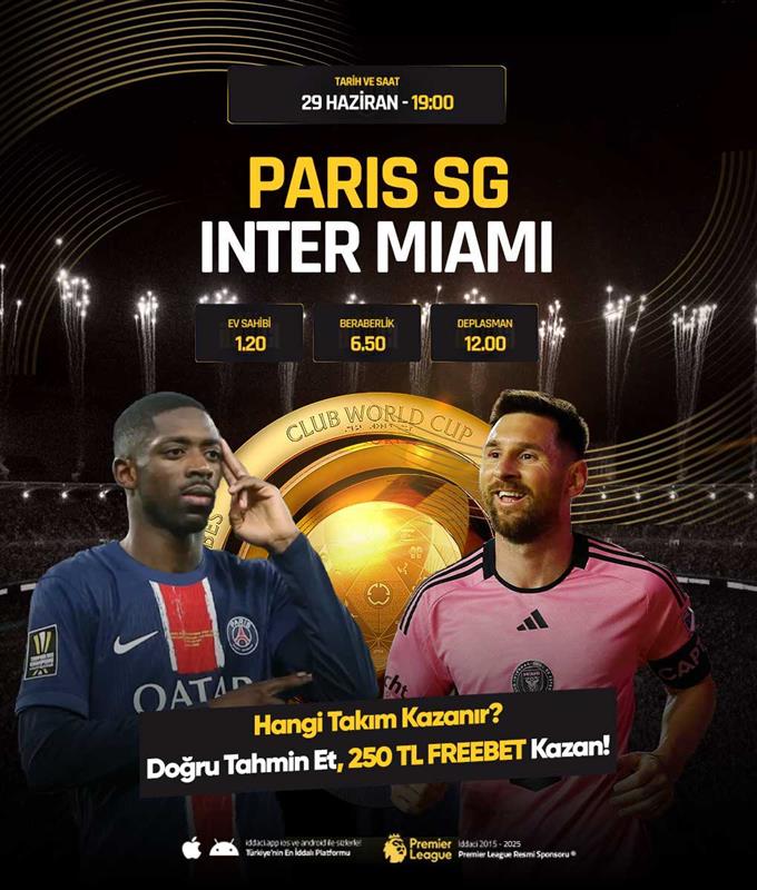 ⚽️ #ParisSaintGermain 🆚 #InterMiamiCF 
📅 Tarih: 29 Haziran
🕥 Saat: 19:00

💥 Doğru tahmin et, 250 TL FREEBET yada FREESPIN kazan!

1️⃣ Tahminini ve kullanıcı adını yaz
2️⃣ 3 arkadaşını etiketle
3️⃣ Gönderiyi RT’le

 #bonus #freespin #iddaci