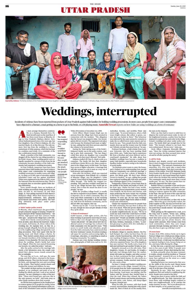 Samridhi Tewari (@samridhitewari) on Twitter photo weddings, interrupted. how dalit families are using weddings as a form of resistance. <a href="/the_hindu/">The Hindu</a>
edit by: <a href="/SunaliniMathew/">Sunalini Mathew</a>
photo by: <a href="/shashiskashyap/">Shashi Shekhar Kashyap</a>
thehindu.com/news/national/… weddings, interrupted. how dalit families are using weddings as a form of resistance. <a href="/the_hindu/">The Hindu</a>
edit by: <a href="/SunaliniMathew/">Sunalini Mathew</a>
photo by: <a href="/shashiskashyap/">Shashi Shekhar Kashyap</a>
thehindu.com/news/national/…