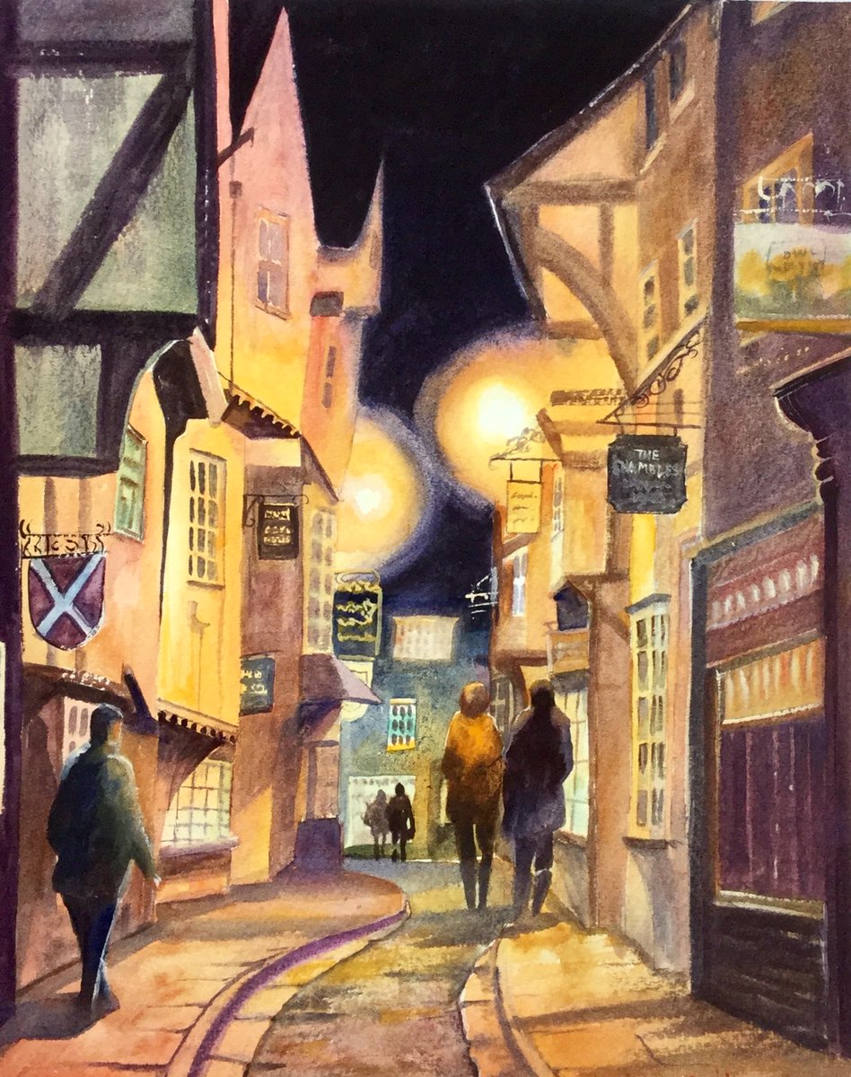 Carol Davidson (@purpleartist44) on Twitter photo <a href="/DailyPicTheme2/">Daily Picture Theme</a> #dark - quarter sheet watercolour of The Shambles, York . Happily sold <a href="/DailyPicTheme2/">Daily Picture Theme</a> #dark - quarter sheet watercolour of The Shambles, York . Happily sold
