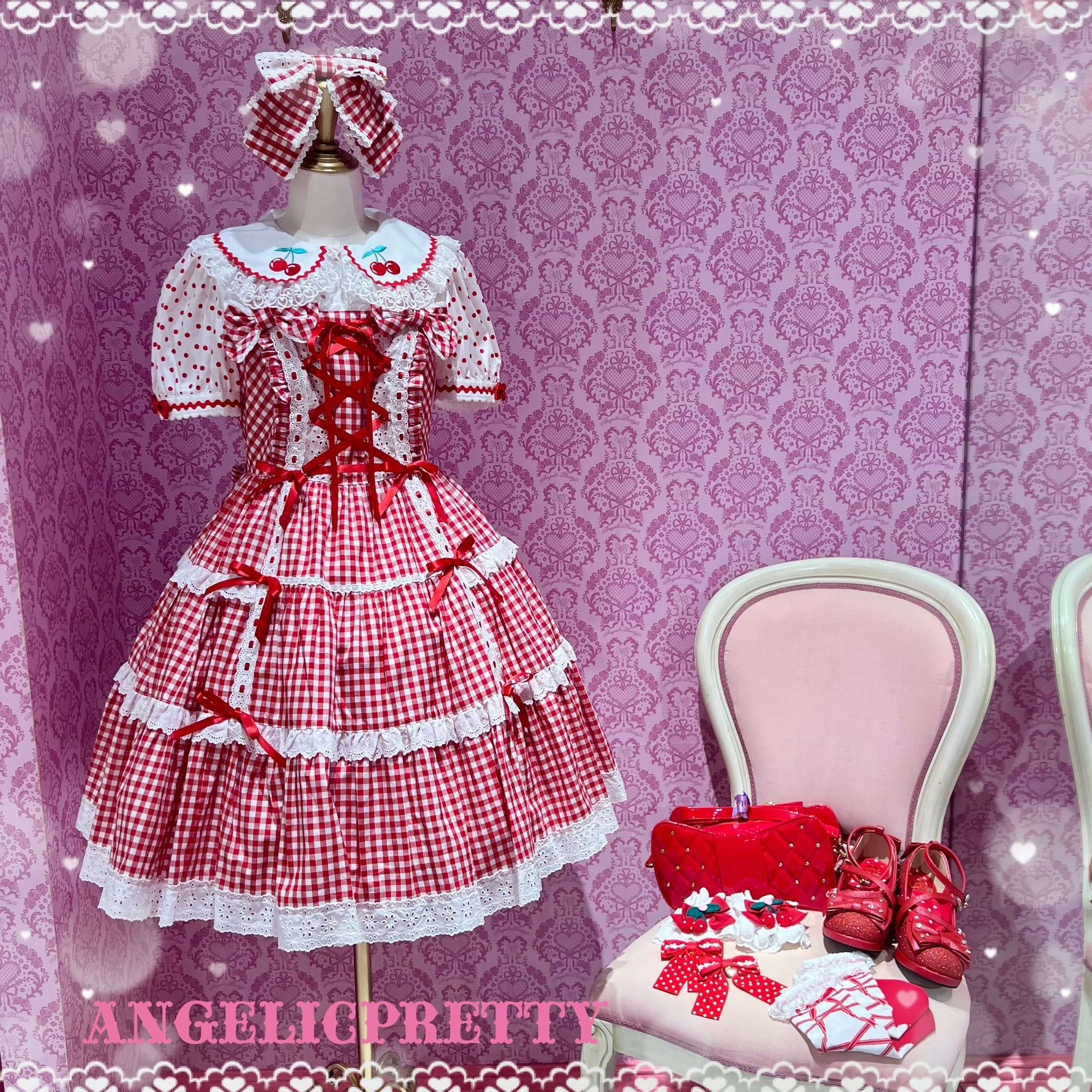 Angelic Pretty 肩リボンジャンパースカート(ドット)