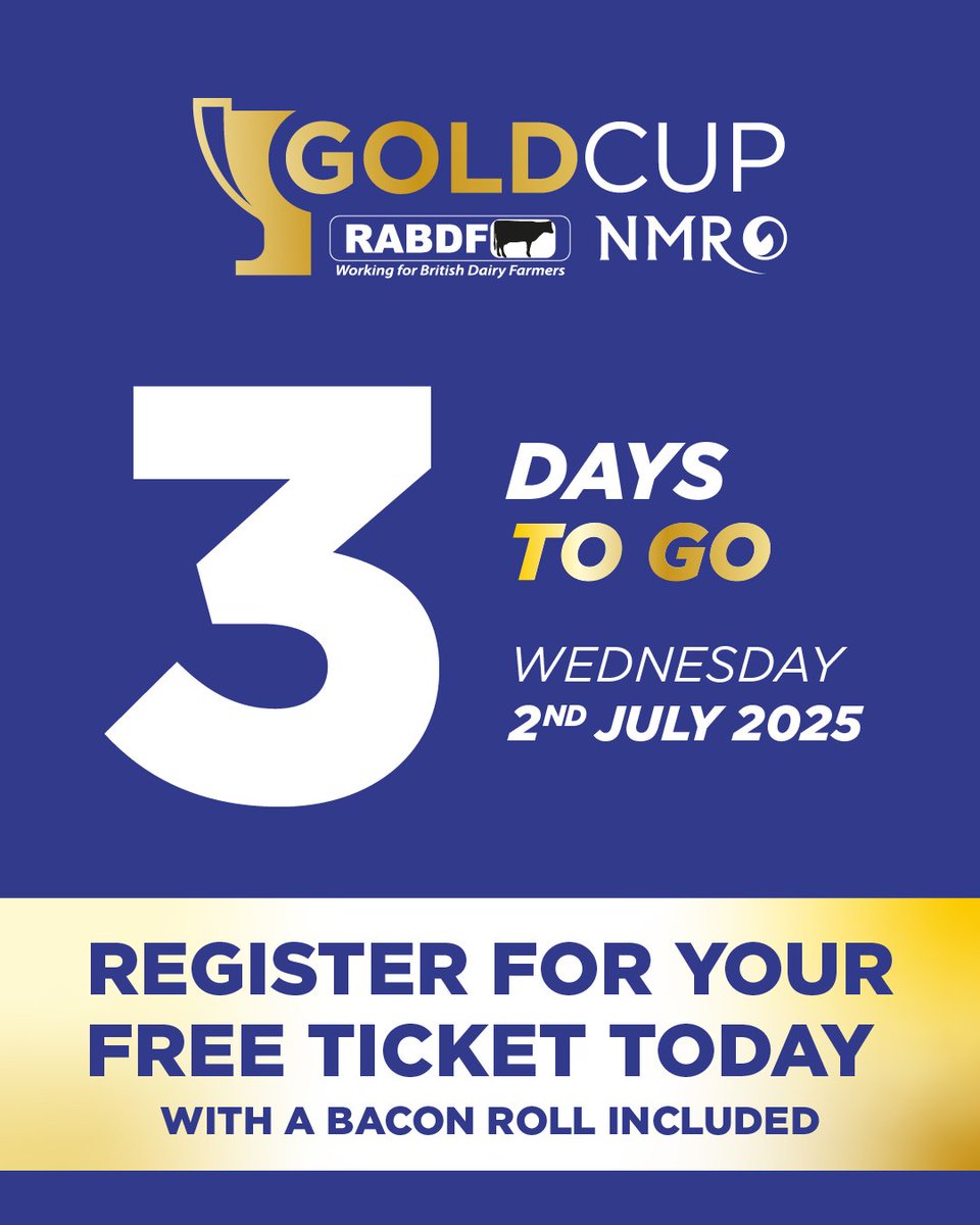 🚨 Final countdown! Just days until the #RABDF/#NMR Gold Cup Open Day at Harper Adams!
🎟️ Free tickets: loom.ly/TD5N9jk
🐄 Don’t miss this dairy farming event of the year!
Don’t miss out — see you very soon!
#GoldCupOpenDay #RABDF #NMR #DairyFarming #FarmEvents