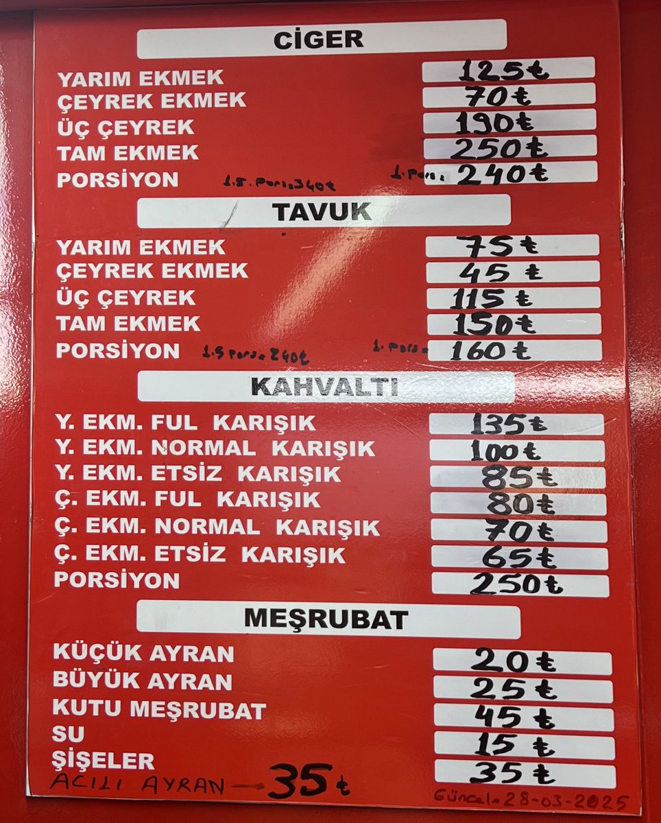 CigerciBasri44's tweet photo. @HasanUluc44 @solakoglu Ciğerci Basri Olarak Güncel Fiyat Listemiz
Şimdiden Bizi Tercih Ettiğiniz için Teşekkür Ederiz.
#CiğerciBasri https://t.co/bRte0CoYHG