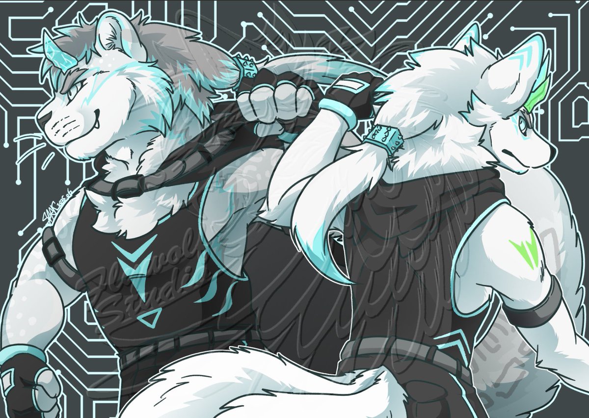 【驚喜包委託】
最好的戰友，就是能把背後交給對方。

#furry #furryart #Commission #commisionart #kemono #ケモノ