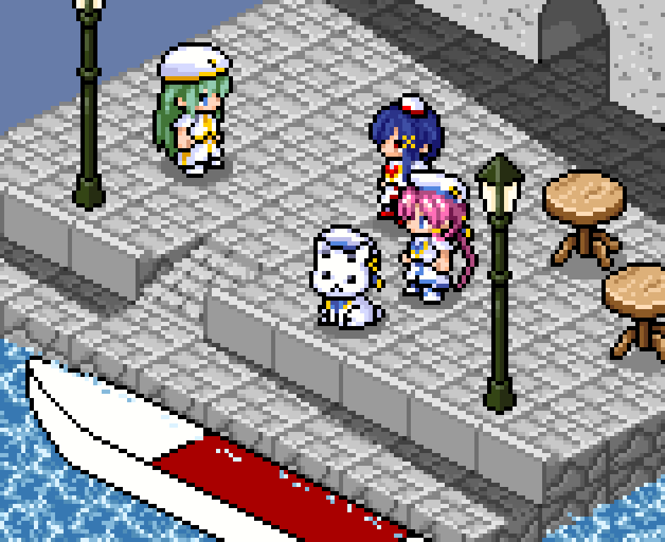 terado178283's tweet photo. いろいろ追加。でも、社長はこれ限界。(;´Д｀)
船は資料わからなくて、仮に置いたのを止め絵で
アニメーションは　色々ついか。
アリスを呼んでるあかり。イメージ
やっぱ社長いまいち・・・( ﾉД`)ｼｸｼｸ…
 #ドット絵 #pixelart #ARIAカンパニー https://t.co/g7DoZMztZS