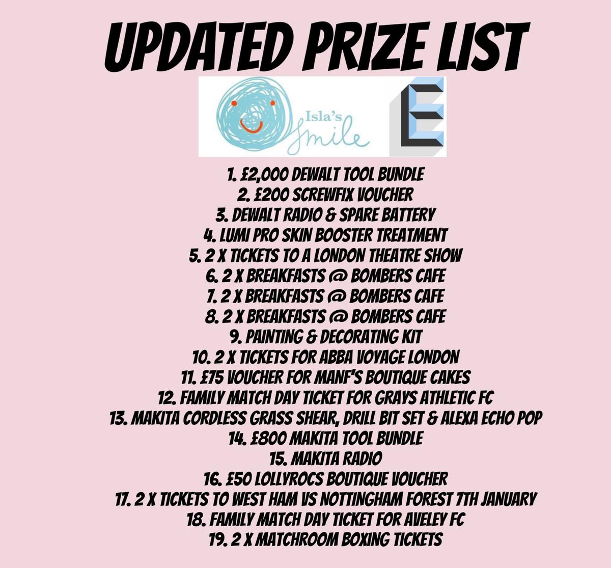 Prize update. 
Morning all this a has been a fantastic effort so far with overwhelming generosity but we are still pushing to get to our target so please keep sharing..thanks justgiving.com/crowdfunding/e…