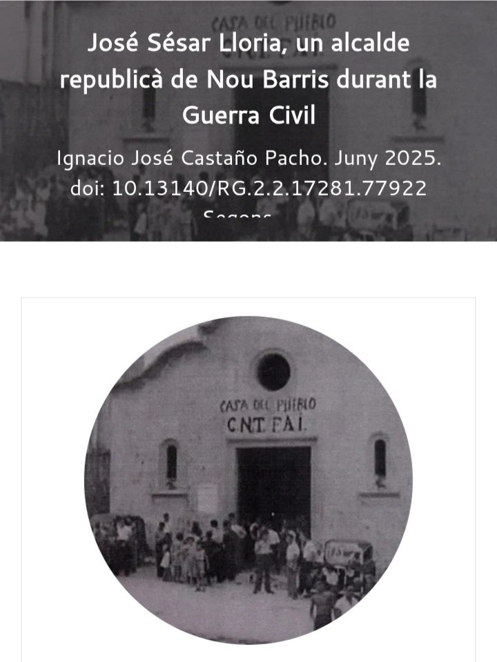Taula de Nou Barris per la República (@9b_republica) on Twitter photo Un nou article sobre la història de #9Barris
José Sésar Lloria, un alcalde republicà de #NouBarris durant la Guerra Civil
<a href="/ArxiuHistoric9B/">Arxiu Històric 9B</a>
noubarrisperlarepublica.org/cat/activitats… Un nou article sobre la història de #9Barris
José Sésar Lloria, un alcalde republicà de #NouBarris durant la Guerra Civil
<a href="/ArxiuHistoric9B/">Arxiu Històric 9B</a>
noubarrisperlarepublica.org/cat/activitats…