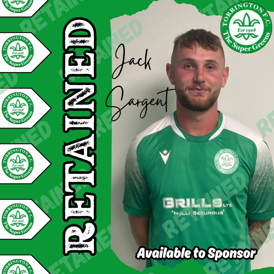 Torrington FC (@torringtonfc) on Twitter photo RETAINED
The skipper, Jack Sargent, is here to lead the Super Greens once again!
#supergreens
Jack is available to be sponsored.
If you'd like more information, please email: ag@torringtonafc.co.uk RETAINED
The skipper, Jack Sargent, is here to lead the Super Greens once again!
#supergreens
Jack is available to be sponsored.
If you'd like more information, please email: ag@torringtonafc.co.uk