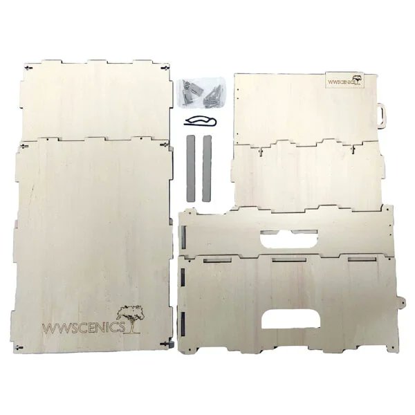 Taken WWScenics 00 gauge storage box carry case and repainted it in matt  black spray, and using white/brown/green and red enamal paints to  highlight the letters and tree then covered it with clear Lacquer,  making it look better than the light wood colour #TMRGUK