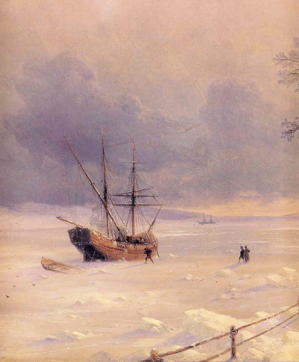 Иван Айвазовский «Замёрзший Босфор под снегом» 1874 г.  Оказывается и такое бывало