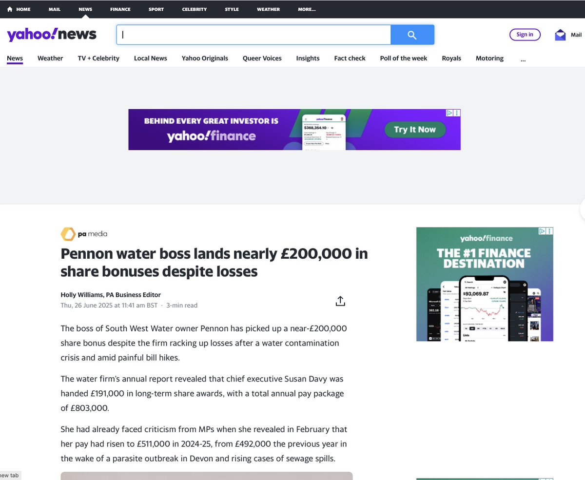 Feargal Sharkey (@feargal_sharkey) on Twitter photo So exactly 16 days after govt introduced bans on 6 water companies paying bonuses, including <a href="/SouthWestWater/">South West Water</a> fat cat CEO Susan Davy of South West Water fame gets paid nearly £200,000 in shares bonuses.
That didn't take long then. As I said at the time, nothing but performative So exactly 16 days after govt introduced bans on 6 water companies paying bonuses, including <a href="/SouthWestWater/">South West Water</a> fat cat CEO Susan Davy of South West Water fame gets paid nearly £200,000 in shares bonuses.
That didn't take long then. As I said at the time, nothing but performative