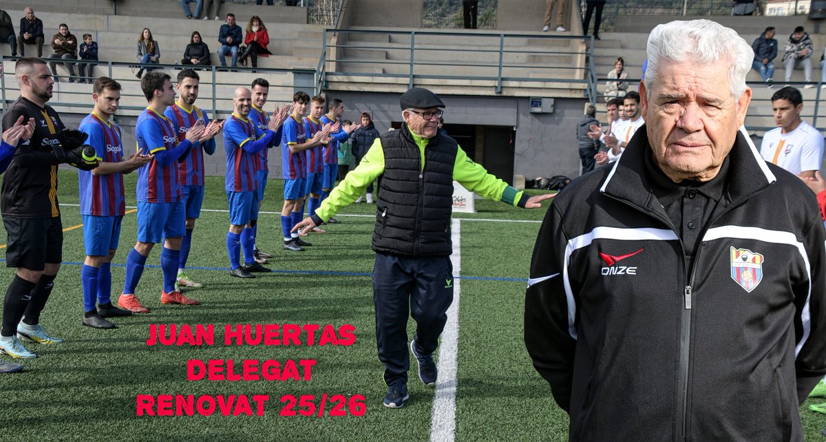 cfcaldes's tweet photo. Ens complau anunciar la renovació de Juan Huertas, el delegat més veterà del nostre club, que continuarà una temporada més amb nosaltres. Amb dècades de dedicació, compromís i passió pel nostre escut, Juan s’ha convertit en una figura clau dins i fora del camp. https://t.co/EEnH90VhrG