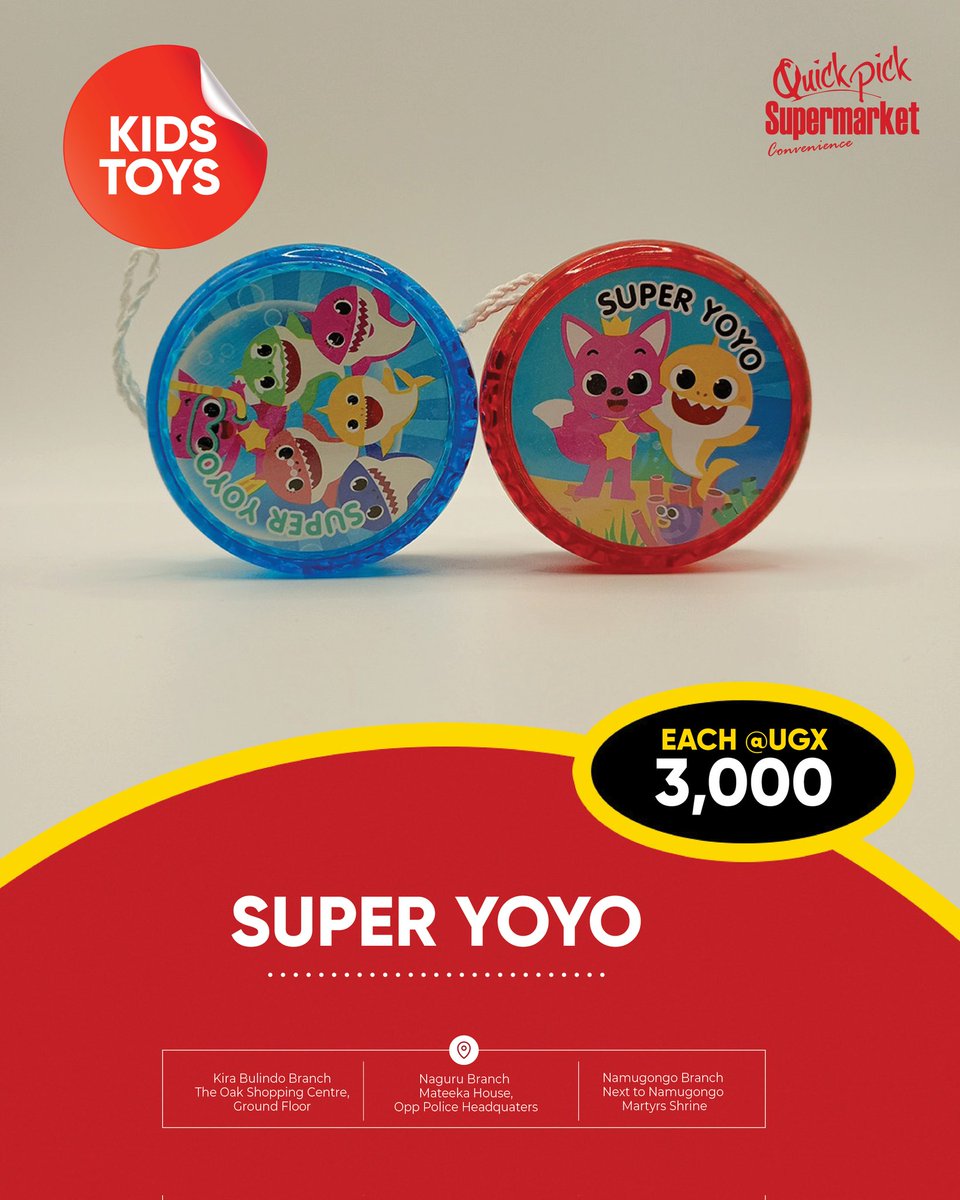 u_quickpick's tweet photo. Watch your little ones light up with joy as they master the classic fun of YoYo play. Perfect for playtime at home or recess with friends!

Grab yours today from any of our branches near you.

#QuickPickSuperMarketsUG 
#QuickPickNaguru 
#QuickPickNamugongo 
#QuickPickKiraBulindo https://t.co/dpLACGbzHV