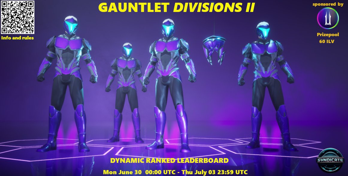 Gauntlet Divisions II is almost here.
Mon June 30  00:00 UTC - Thu July 03 23:59 UTC
Four days of intense battles in Ranked Gauntlet.
Dynamic leaderboard snapshot will determine the top players in each division.
60 ILV are up for grabs.
Just play ranked, we'll handle the rest.