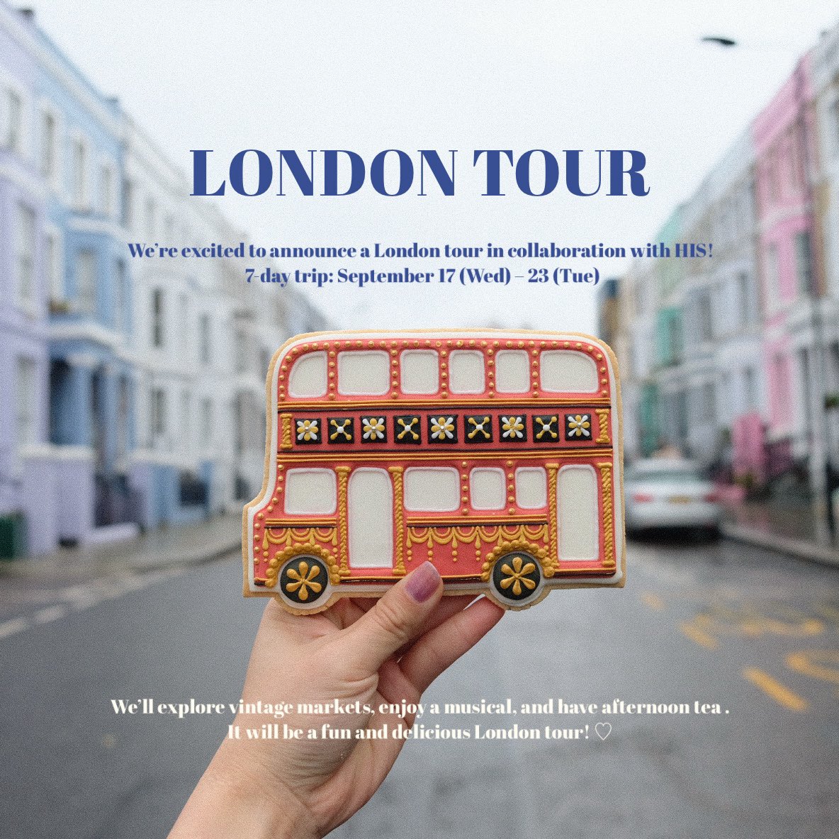 ロンドンツアー開催決定✈️🇬🇧

🗓️￼9月17日(水)〜23日(火)の7日間
📍ヴィンテージマーケットを散策したり、ミュージカルを観たり、アフタヌーンティーをしたり￼🍰
美味しくて楽しいロンドンツアーをHISさんと一緒に計画しています♡

詳細・お申込はこちら▶︎ study.his-j.com/tours/TF-LON00…