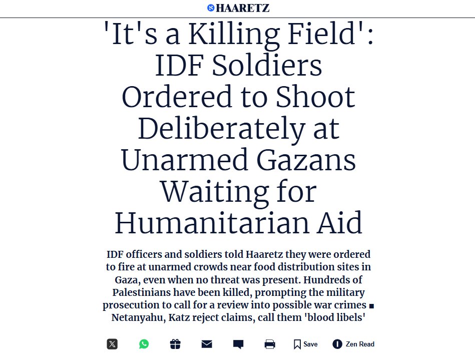 YourAnonCentral's tweet image. IDF officers and soldiers told Israeli media that they were ordered to fire at unarmed civilians near food distribution sites in Gaza, even when no threat was present. Hundreds of Palestinians have been murdered. #3E #FreeGaza