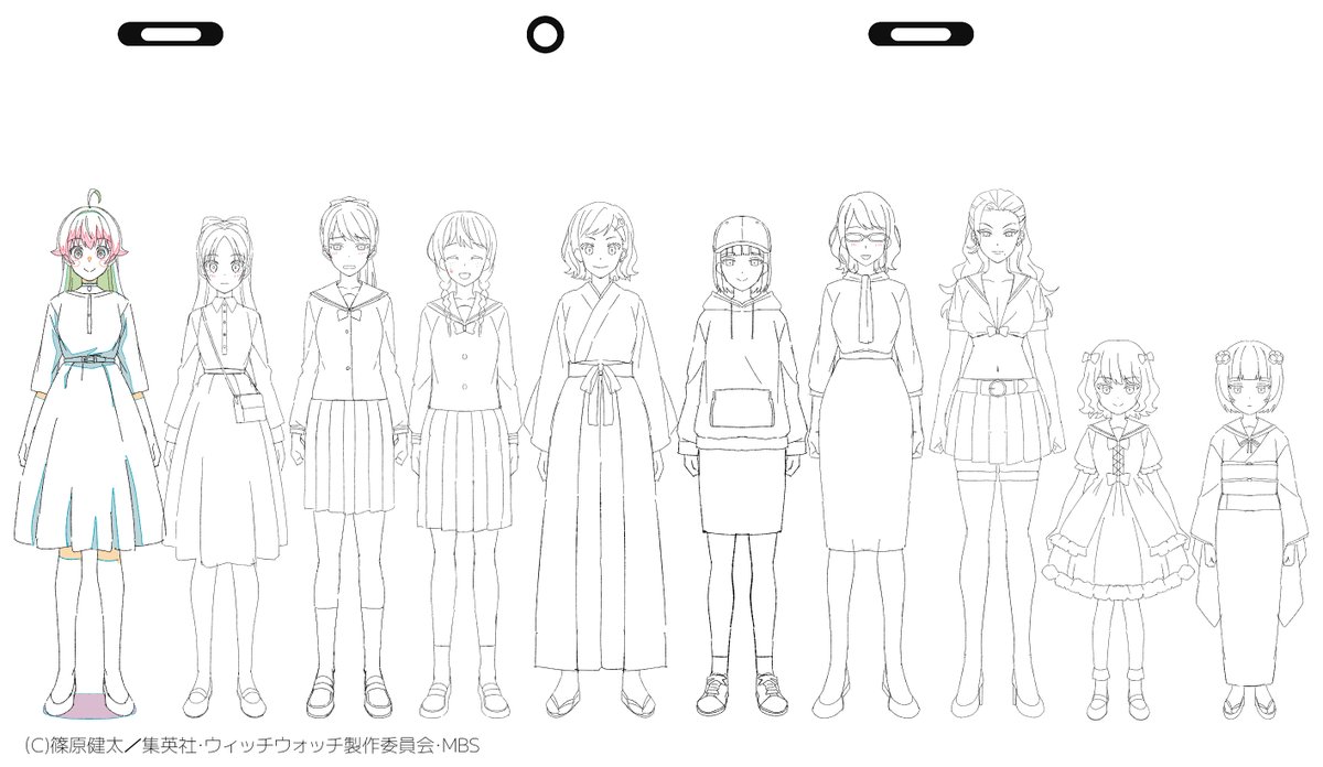 kaisyu_man's tweet image. #ウィッチウォッチ　ダンスパートは先にモリヒトとニコの通しを作って、それをベースに各キャラのLO作ってもらいました。等身合わせるために全キャラ分正面図描き起こして付けたりもしました～