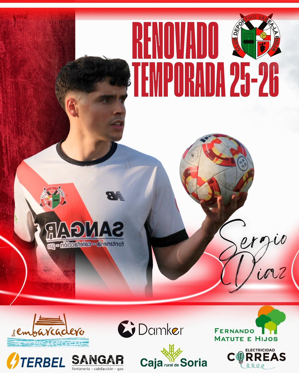 ⬜️🟥COMUNICADO OFICIAL | RENOVADO

~DEFENSA:

➡️SERGIO DÍAZ renueva y jugará su tercera temporada en Varea. Central zurdo que puede jugar de lateral, comprometido con el club y solidario en lo colectivo.

¡Vuestros éxitos serán los nuestros! ❤️

#cdvarea⚪🔴