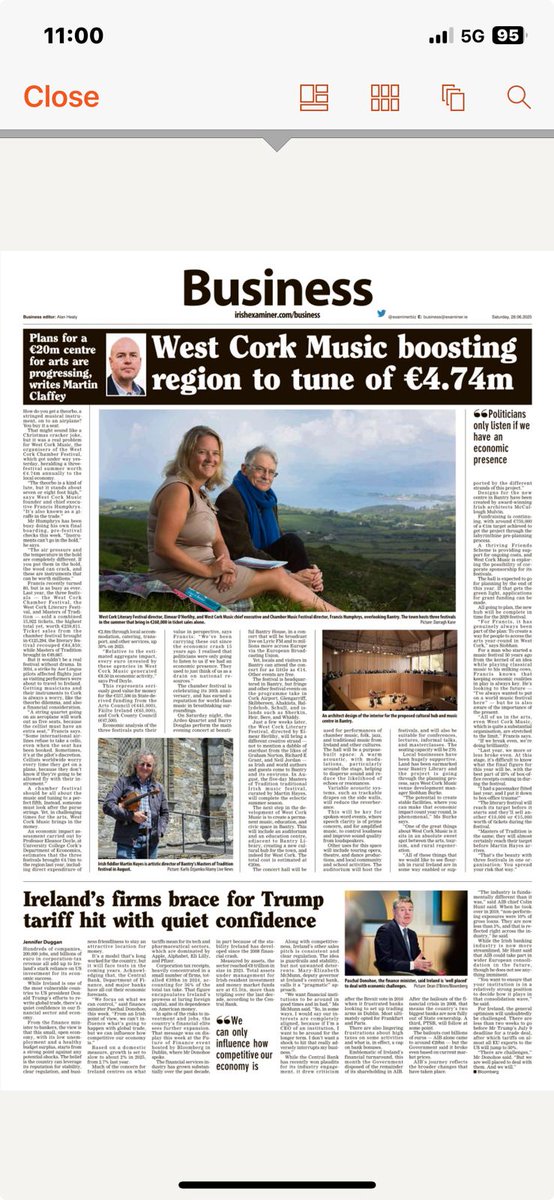 West Cork Literary Festival (@wcorklitfest) on Twitter photo Delighted to see this Irish Examiner article on the economic impact of the three <a href="/Westcorkmusic/">West Cork Chamber Music Festival</a> festivals - Chamber, WCLF and <a href="/mastersoftradit/">MastersOfTradition</a> - and our plans for a dedicated venue in Bantry
irishexaminer.com/business/compa… Delighted to see this Irish Examiner article on the economic impact of the three <a href="/Westcorkmusic/">West Cork Chamber Music Festival</a> festivals - Chamber, WCLF and <a href="/mastersoftradit/">MastersOfTradition</a> - and our plans for a dedicated venue in Bantry
irishexaminer.com/business/compa…