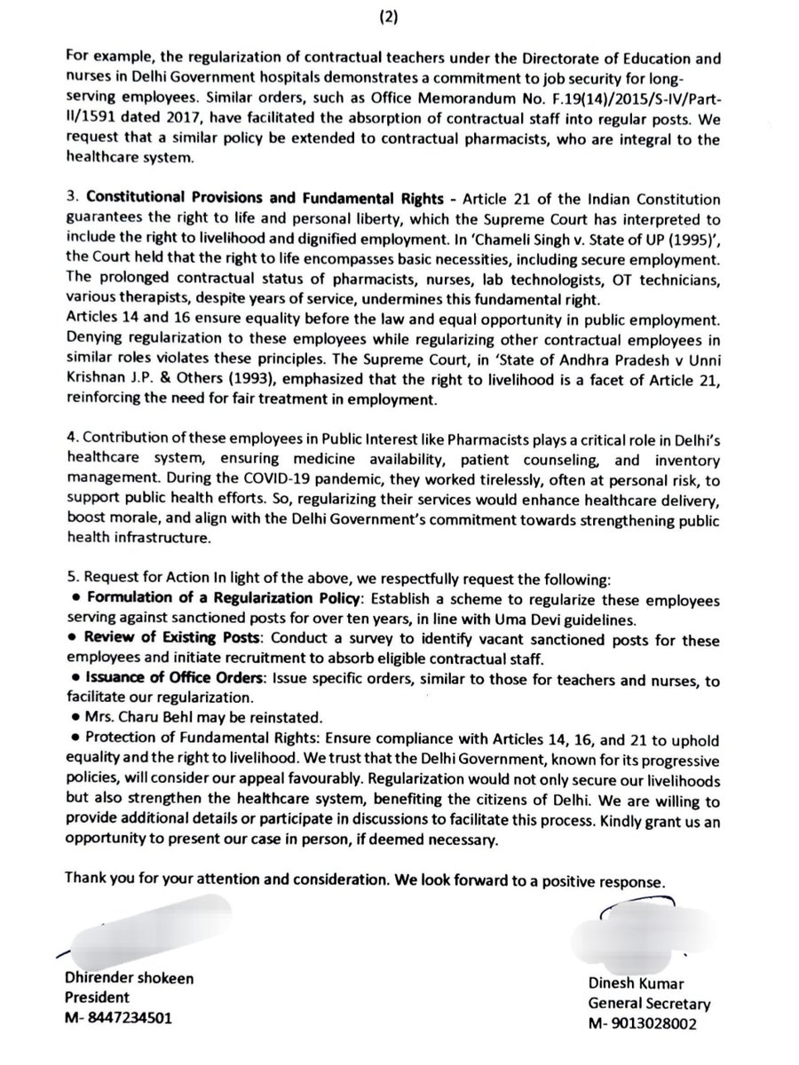 On behalf of Contractual employees of Delhi govt working in health sector an appeal to honorable Health Minister <a href="/drpankajbjp/">Pankaj Kumar Singh</a> sir 
Kindly issue a regularization policy keeping in view of their respective service period , judicial precedents supporting regularization
🙏🏻🙏🏻🙏🏻
