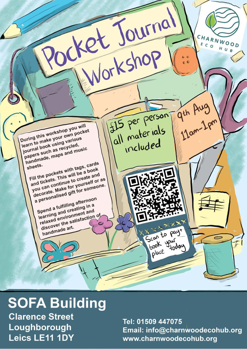 Transition Loughboro (@transitionlboro) on Twitter photo Another <a href="/Charnwoodecohub/">Charnwood Eco Hub</a> workshop: Pocket Journal making on Saturday 9th August 11am-1pm.
You will learn to make your own pocket journal book
using various papers such as recycled, handmade, maps and music sheets. Fill the pockets with tags, cards and tickets.
£15 / person. Another <a href="/Charnwoodecohub/">Charnwood Eco Hub</a> workshop: Pocket Journal making on Saturday 9th August 11am-1pm.
You will learn to make your own pocket journal book
using various papers such as recycled, handmade, maps and music sheets. Fill the pockets with tags, cards and tickets.
£15 / person.