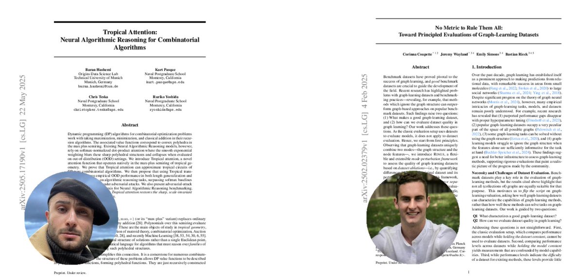 ffabffrasca's tweet image. 🌟 Tune in for GLOW's summer session this Wednesday!
🗓️ July 2nd, 5pm CEST on Zoom!
🌴@Rythian47 will present Tropical Attention for algo reasoning (arxiv.org/abs/2505.17190)
🧪 @jeremy_wayland will tell us about the intricacies of benchmarking GNNs (arxiv.org/abs/2502.02379)