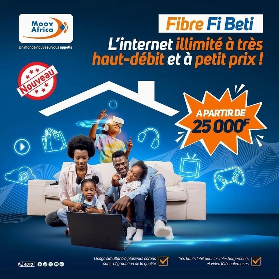 EXCLUSIVE ! Profitez des offres Fibre Fi Beti à partir de 50Mbps à 25000F+1 Routeur GRATUIT et Frais d’installation 0F AVEC une connexion illimitée pendant 30JRS.