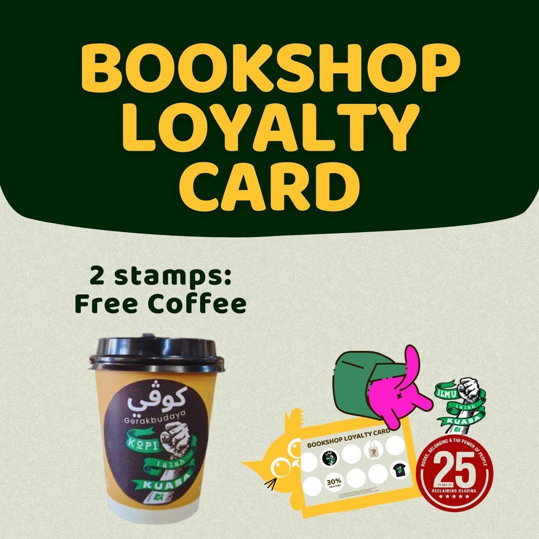 Craving coffee and books? Drop by our bookshop!

1. Spend 📚
2. Collect 💌
3. Redeem 🎁
-
Gerakbudaya Bookshop
Mon - Fri | 10 am - 7 pm
Sat - Sun | 9 am - 6 pm
gerakbudaya.com