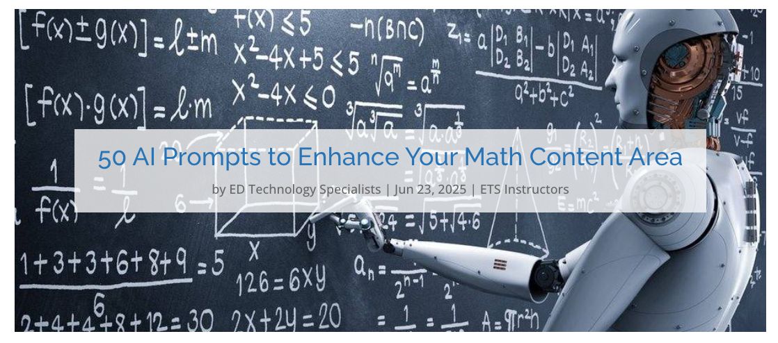 ✨ Get ready to boost #math teaching with AI! Dive into 50 smart prompts designed to:

• Aid lesson planning &amp; material creation
• Drive differentiation &amp; remediation strategies
• Generate assessment items and feedback

Transform math instruction with ease—try these AI tools