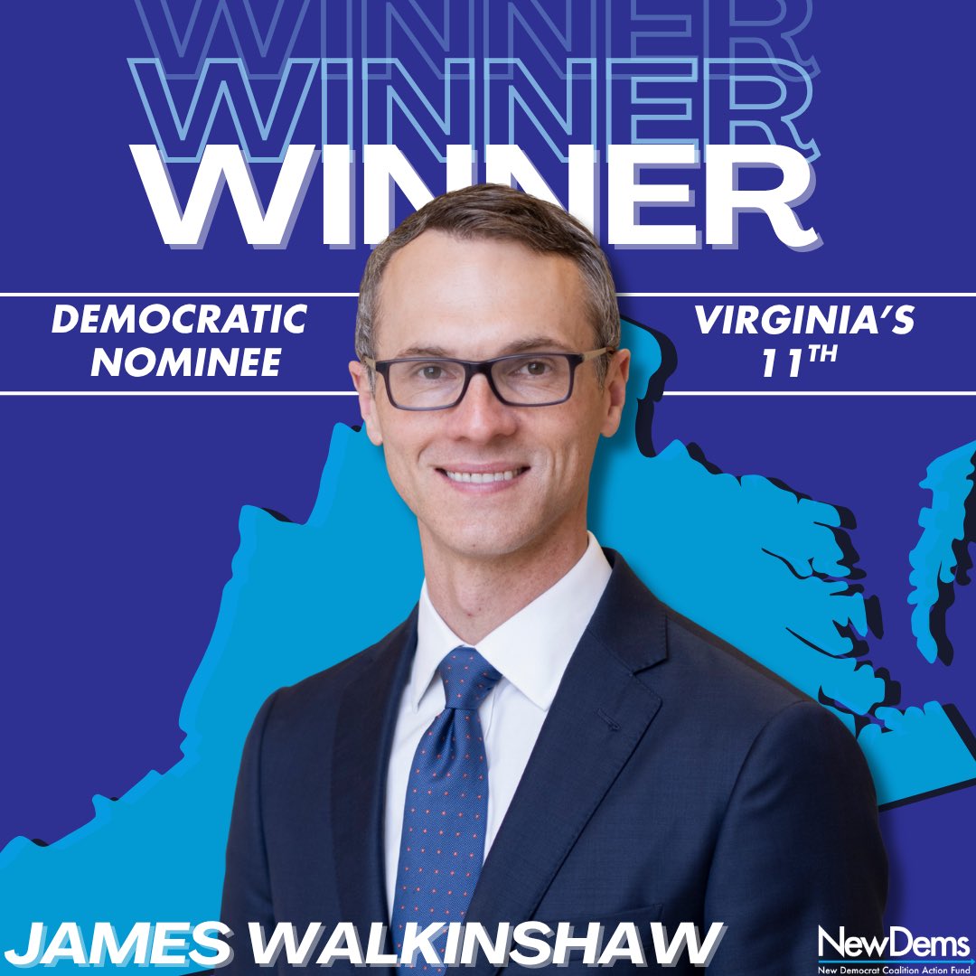 NewDem Action Fund (@votenewdems) on Twitter photo Congratulations to New Dem-endorsed candidate <a href="/JamesWalkinshaw/">James Walkinshaw</a> — your Democratic Nominee for Virginia’s 11th!
On to September! Congratulations to New Dem-endorsed candidate <a href="/JamesWalkinshaw/">James Walkinshaw</a> — your Democratic Nominee for Virginia’s 11th!
On to September!