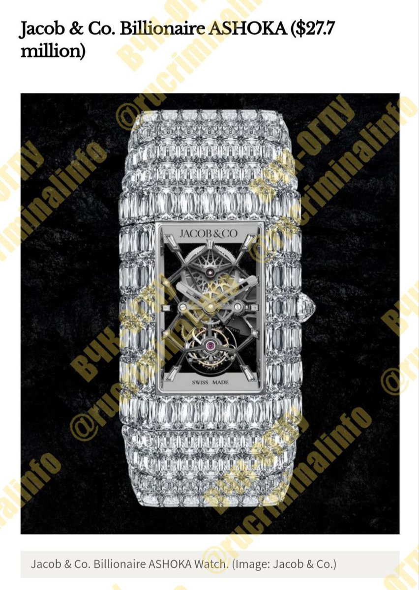 Просто чтобы вы поняли сколько стоила Путину «победа» над Чечней. Которая стала возможна после предательства своего народа кланом Кадыровых.
Во время свадьбы на руке Адама Кадырова были часы 
Jacob &amp; Co. Billionaire ASHOKA, украшенные 320 бриллиантами. А их стоимость..... $ 27,7