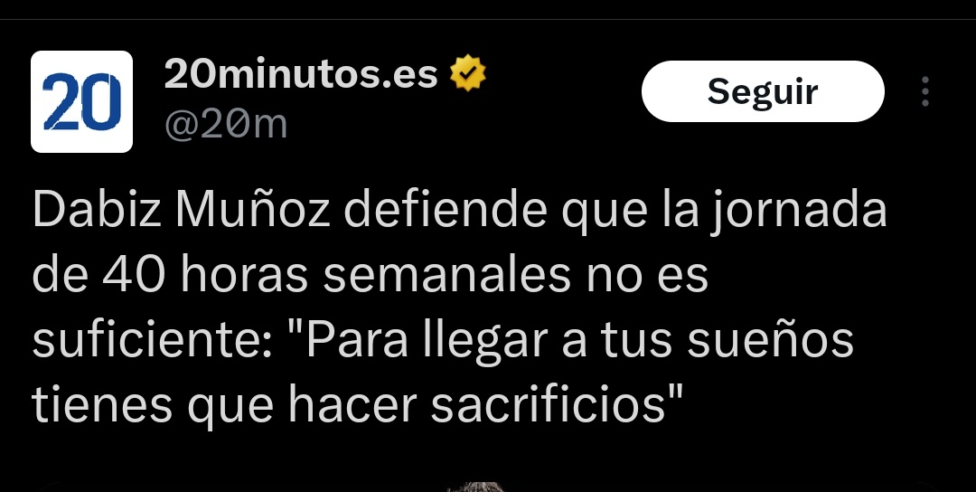 ElCinefago's tweet photo. Reescribo el tweet y el titular:
Dabiz Muñoz defiende que la jornada de 40 horas semanales no es suficiente: "Para llegar a mis sueños tienes que hacer sacrificios" https://t.co/cLxcp22URk