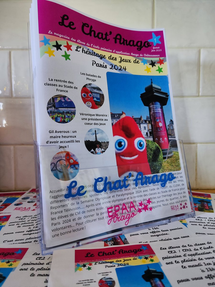 Aurélie Malassenet (@amalassenet) on Twitter photo Le magazine des élèves de l'école #Arago de <a href="/Chateauroux36/">Châteauroux Métropole</a> est prêt à être distribué aux partenaires de l'école, aux élus et aux familles.
<a href="/LeCLEMI/">CLEMI</a> <a href="/Clemi_ot/">EMI_Clemi Orléans-Tours</a> <a href="/GilAverous/">Gil Avérous</a> <a href="/usepnationale/">USEP nationale</a> <a href="/USEP36/">USEP de l'Indre</a> <a href="/PlacideActu/">Placide</a> <a href="/ac_orleanstours/">Académie d'Orléans-Tours</a> Le magazine des élèves de l'école #Arago de <a href="/Chateauroux36/">Châteauroux Métropole</a> est prêt à être distribué aux partenaires de l'école, aux élus et aux familles.
<a href="/LeCLEMI/">CLEMI</a> <a href="/Clemi_ot/">EMI_Clemi Orléans-Tours</a> <a href="/GilAverous/">Gil Avérous</a> <a href="/usepnationale/">USEP nationale</a> <a href="/USEP36/">USEP de l'Indre</a> <a href="/PlacideActu/">Placide</a> <a href="/ac_orleanstours/">Académie d'Orléans-Tours</a>