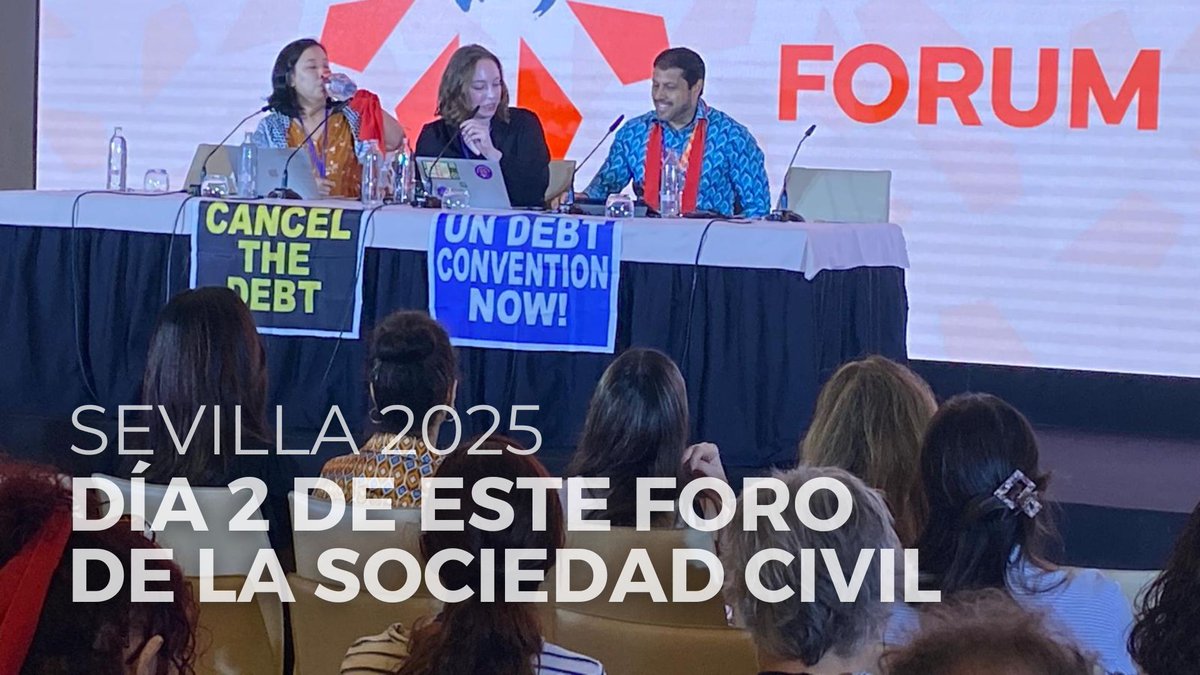 REDES_ONGD's tweet photo. 📷#FFD4Sevilla | El sistema financiero global perjudica a millones de personas debido al aumento de la deuda y la desigualdad, el colapso climático y los recortes en los servicios públicos #FfD4People #CSForum #UnDebtConvention #CancelTheDebt #FfD4 #JusticiaEconómicaGlobalYA https://t.co/MVJcUjeJbq