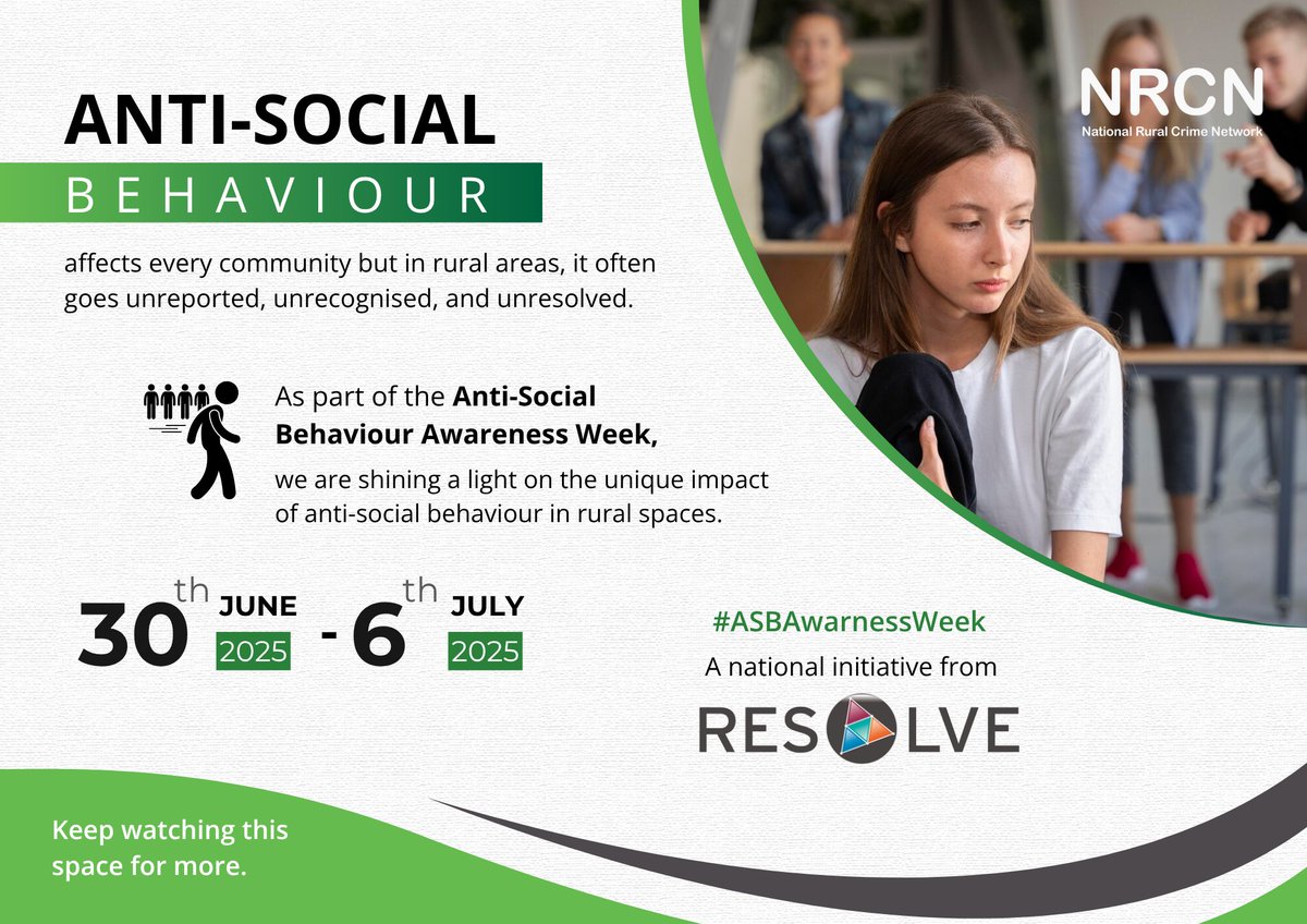 National Rural Crime Network (@ruralcrimentwk) on Twitter photo Anti-social behaviour in #ruralareas may not make headlines, but its consequences are significant.
This week, for Anti-Social Behaviour Awareness Week led by <a href="/resolveasb/">ResolveASB</a>, we are highlighting the impact on #ruralcommunities.
To know more, visit - resolveuk.org.uk/our-services/a…. Anti-social behaviour in #ruralareas may not make headlines, but its consequences are significant.
This week, for Anti-Social Behaviour Awareness Week led by <a href="/resolveasb/">ResolveASB</a>, we are highlighting the impact on #ruralcommunities.
To know more, visit - resolveuk.org.uk/our-services/a….