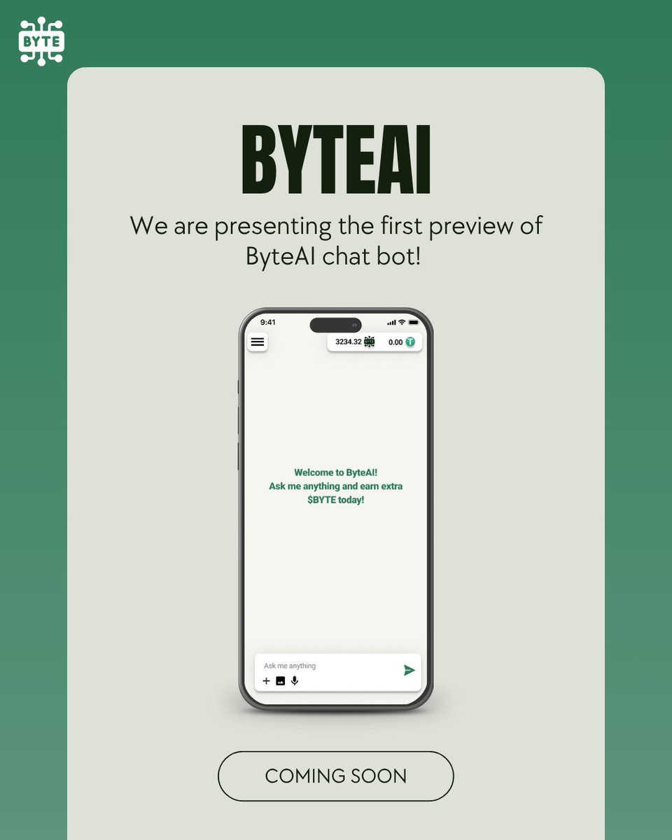 🚨 Introducing the first preview of ByteAI!

ByteAI is a train-to-earn chatbot model where ByteBlockchain users can train the AI daily and earn crypto rewards for their efforts.

2026 is approaching fast — are you ready?

Only the truly dedicated miners will reach the finish